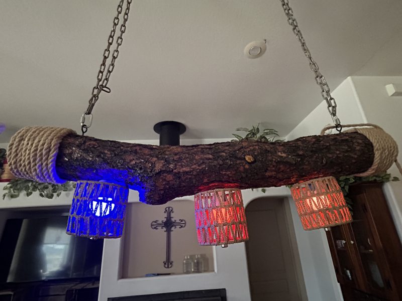 Rustic Log Chandelier – Handcrafted Elegance with Warm Glow - Image 6