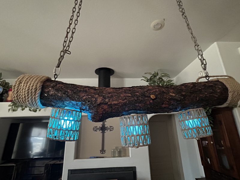 Rustic Log Chandelier – Handcrafted Elegance with Warm Glow - Image 3
