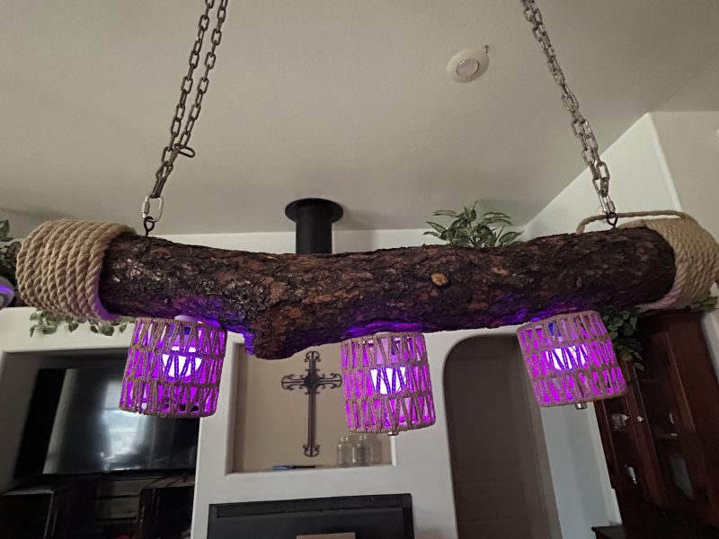 Rustic Log Chandelier – Handcrafted Elegance with Warm Glow - Image 2