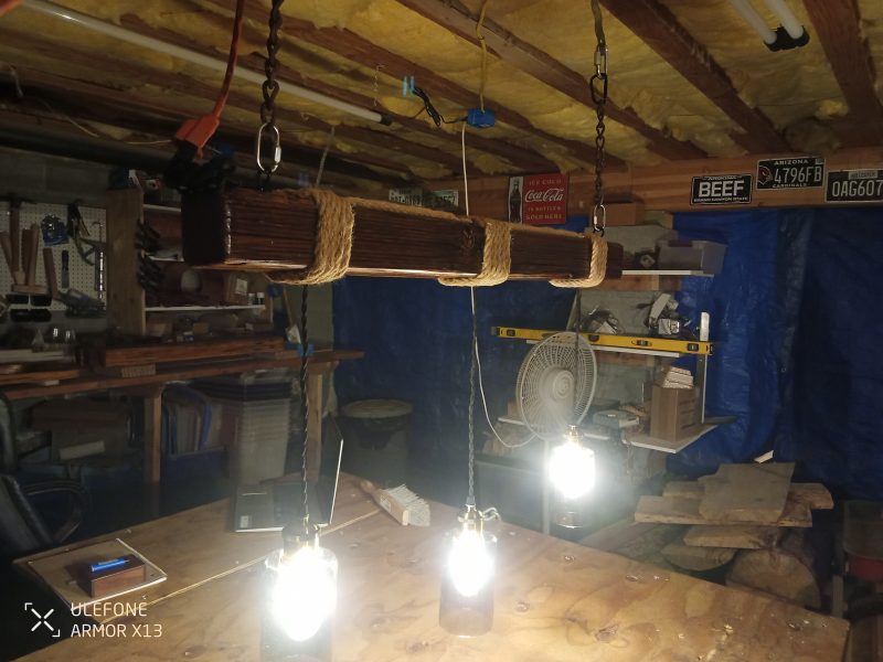 Rustic Beam Light Trio (3 lights) - Smoked Glass / Edison Bulbs - Image 2