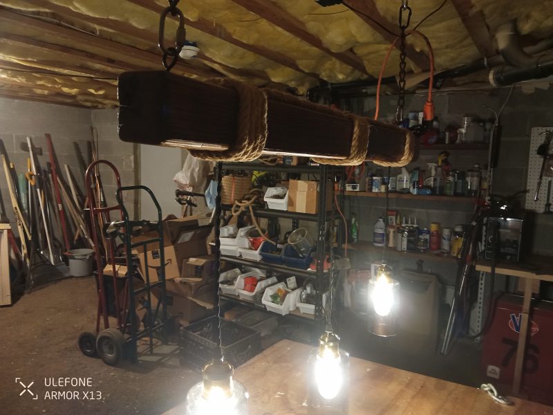 Rustic Beam Light Trio (3 lights) - Smoked Glass / Edison Bulbs - Image 4