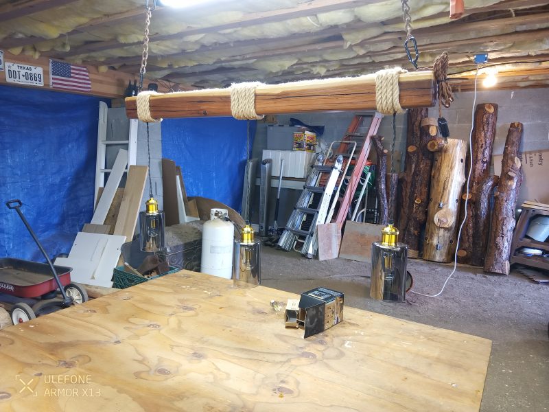 Rustic Beam Light Trio (3 lights) - Smoked Glass / Color Remote Controlled Bulbs - Image 3