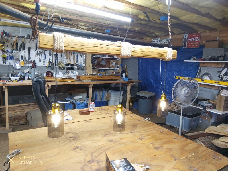Rustic Beam Light Trio (3 lights) - Smoked Glass / Color Remote Controlled Bulbs - Image 5