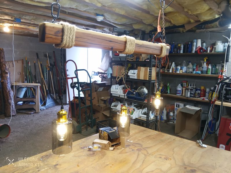 Rustic Beam Light Trio (3 lights) - Smoked Glass / Color Remote Controlled Bulbs - Image 6