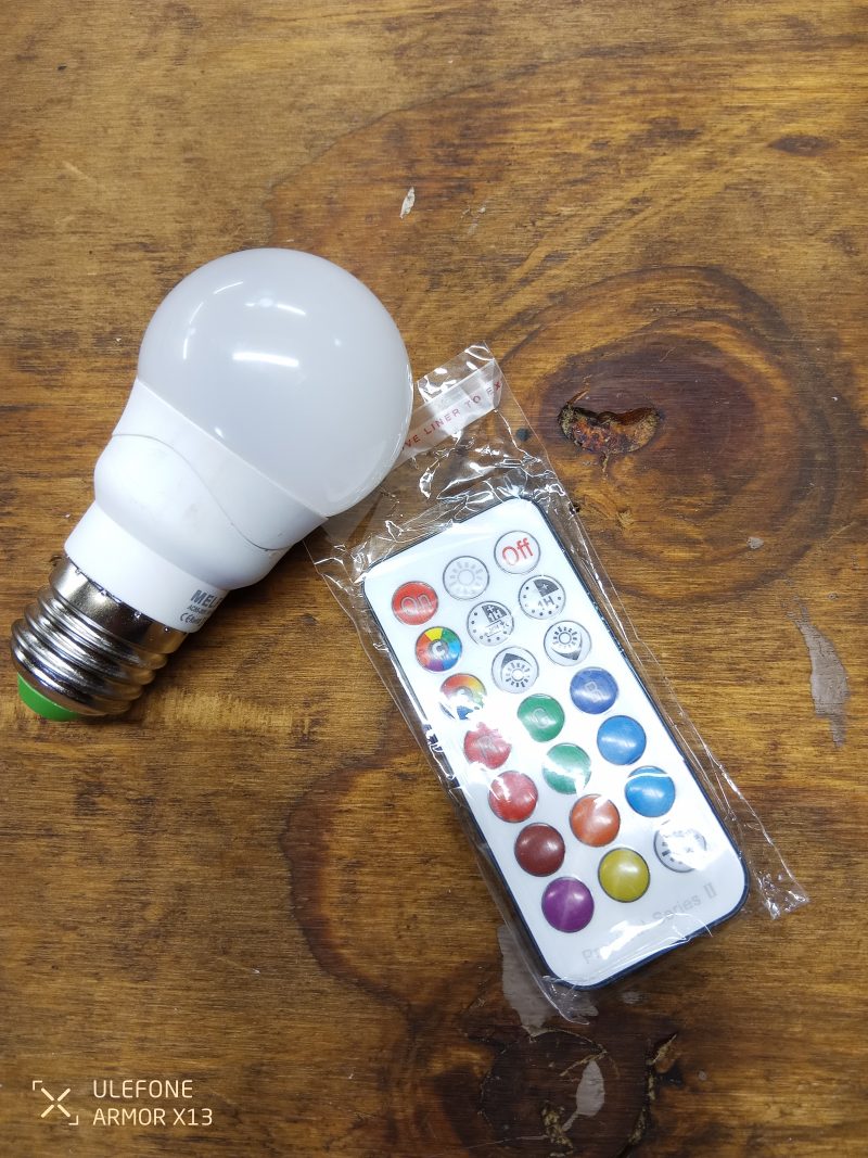Rustic Beam Light Trio (3 lights) - Floral Scroll Metal Shade / Color Remote Controlled Bulbs - Image 2